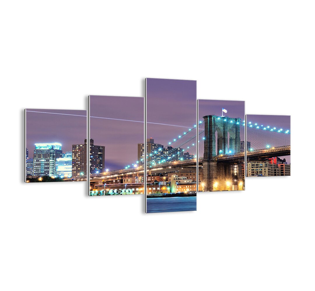 5-tlg. Glasbilder-Set - Fotografie „Brooklyn Bridge for Many Years”