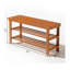 Banc de rangement en bambou pour hall d'entrée avec siège de rangement en noyer, banc à chaussures à surface plane multicouche pour porte d'entrée, couloir et vestibule utilitaire