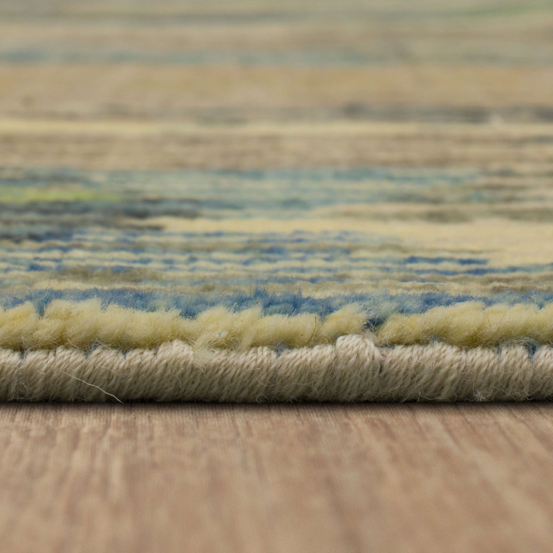Depiction Hand Knotted Wool Abstract Area Rug in Ivory/Cream, Rectangle 9' x 12'