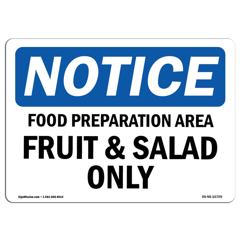 Avis - Panneau de préparation de nourriture pour fruits et salade seulement