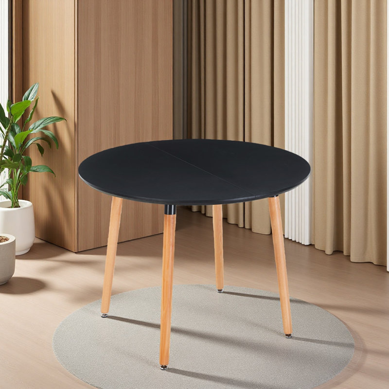 Table extensible, table de salle à manger, table de bureau, table basse, pieds en bois, plateau en panneau de fibres à densité moyenne, 100/140 / 180x100x75cm