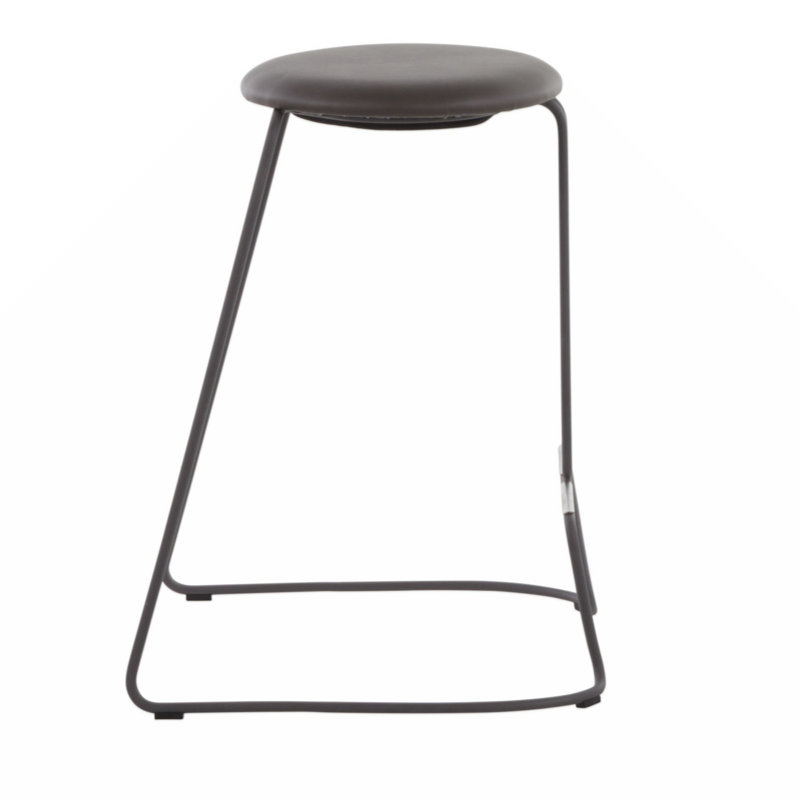 Finn Grey Steel & Grey Faux Leather Modern Counter Stool