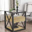 Table de chevet pour la chambre à coucher et le salon: table de bout moderne avec tiroir, bois naturel, verre trempé, rangement intelligent à plusieurs niveaux et côté standard de style industriel - Structure fonctionnelle en X stable-164986636
