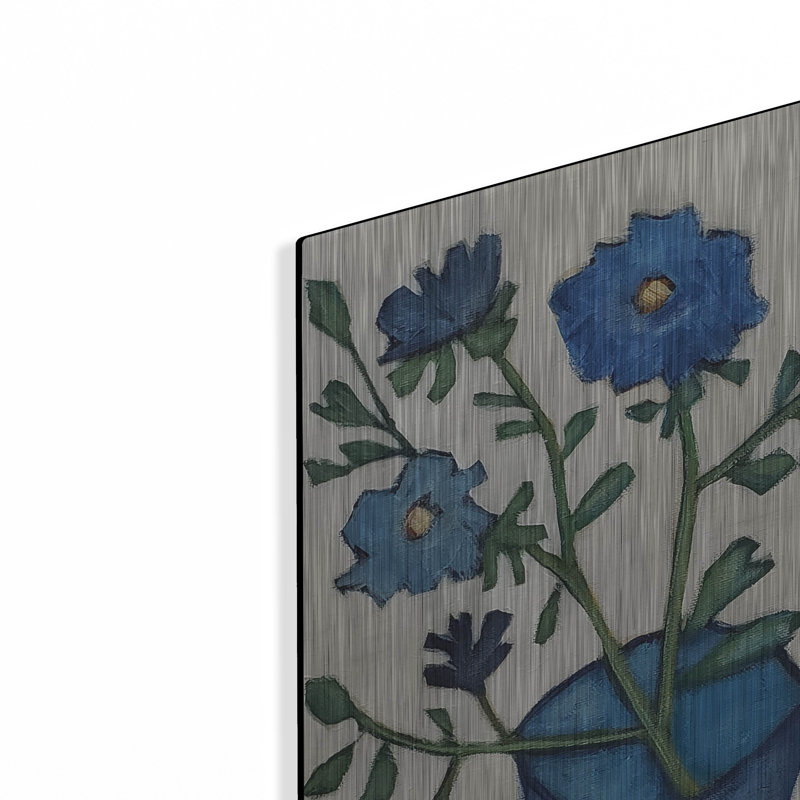 "Vase de fleurs bleues" par Holly Wojhan, H 24 po x l 24 po