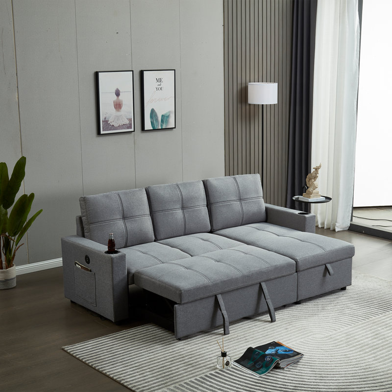 Canapé modulaire Alyea, Velours gris velours