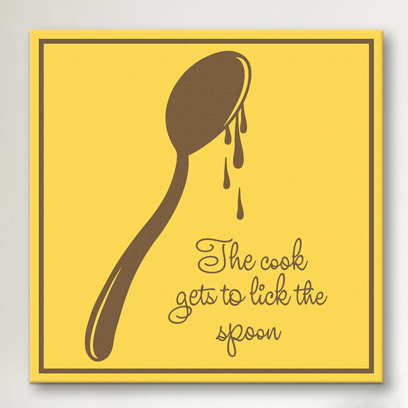 «Kitchen The Cook Gets to Lick the Spoon», impression sur toile, H 12 po x l 12 po x P 1,5 po, Toile tendue, Pas de tapis