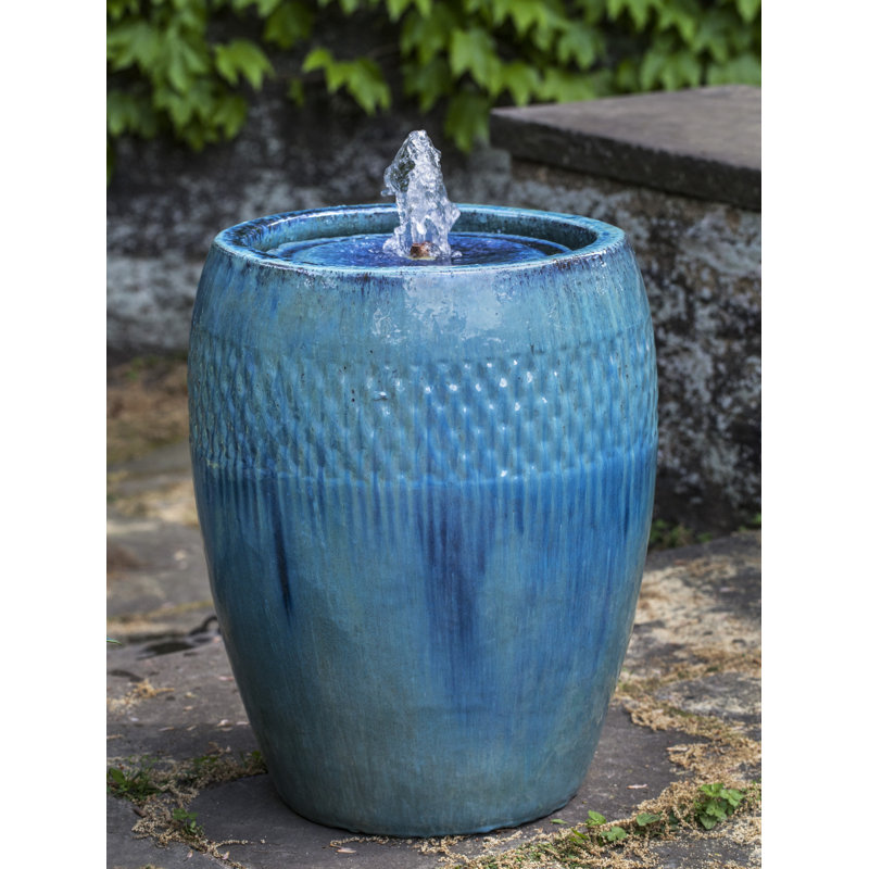 Malmo Indoor Outdoor Ceramic / Porcelain Urn Fountain, 24" H x 18.5" W x 18.5" D