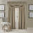Alicia Damask Print Waterfall Tassel 52" Window Valance-376427173