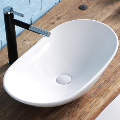 Lavabo de salle de bain ovale en porcelaine vitreuse Lily