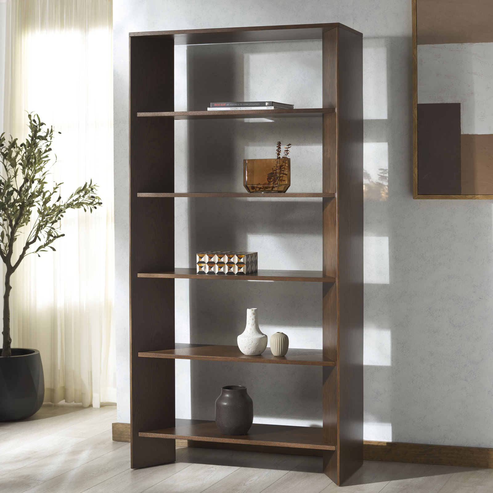 Iriye 5 Shelf Bookshelf, Walnut
