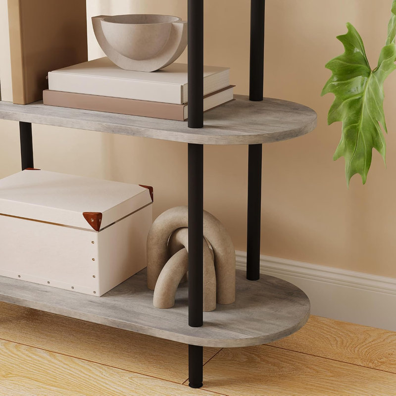 71in 5 Tier Arched Bookshelf, Freestanding Open Display Storage