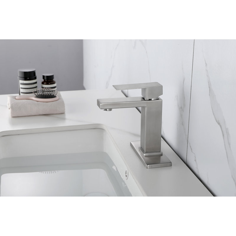 Brushed Nickel Bathroom Sink Faucet With Waterfall Spout, Single Handle Vanity Tap, Stainless Steel Construction, And , Corrosion Fingerprint- Coating, Quiet No-Splash Water Outflow Property Faucet,