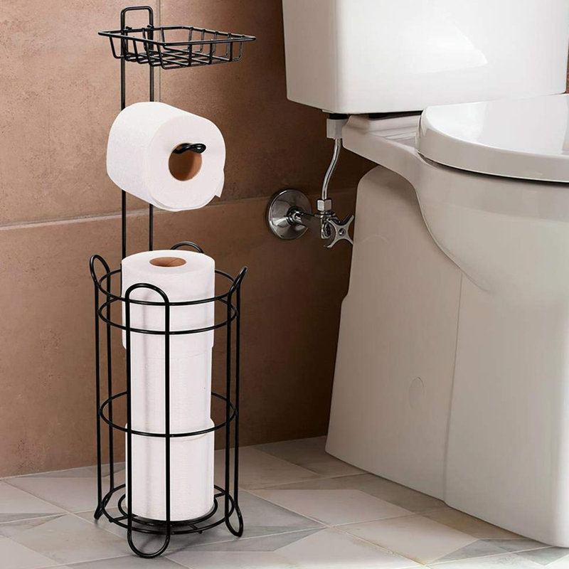 Wicklund Free Standing Toilet Paper Holder, Black