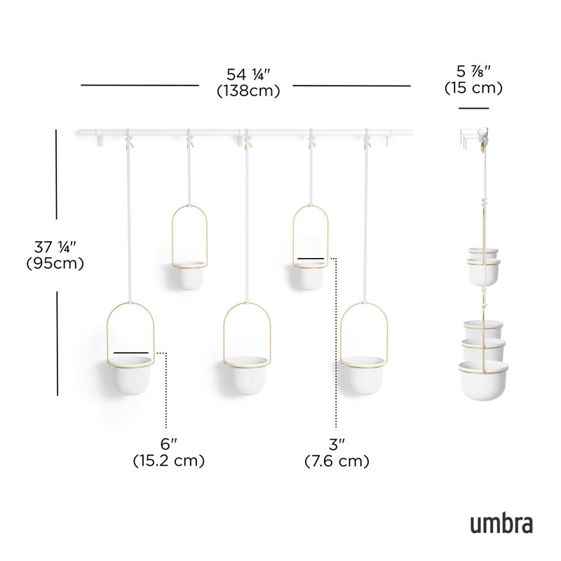 Triflora Adjustable White/Brass Indoor/Outdoor Hanging Planter