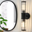 Applique murale de meuble-lavabo moderne 2 lumières avec abat-jour en verre - Megen-36706493