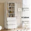 Armoire de rangement de cuisine avec portes en verre (P 15,7 po x l 94,4 po x H 78 po)-1812300862