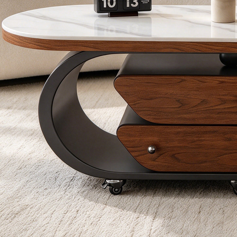 Godeus Slate Top Coffee Table, 19.68" H x 31.49" W x 15.74" D, Grey / Black, Marble