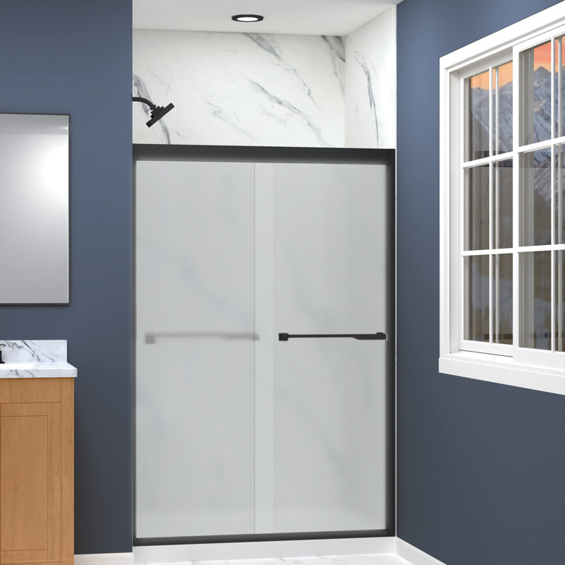Porte de douche demi-cadre l 45,75 "x H 70" Frederick, Noir