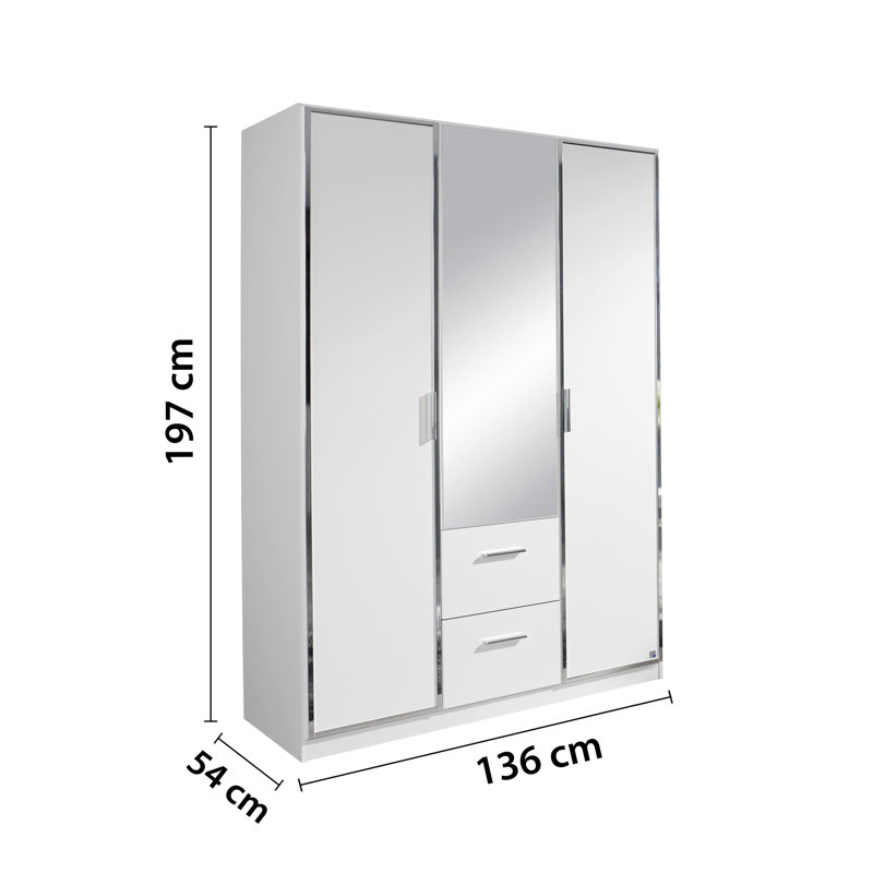 Marl 3 Door Wardrobe, Silver