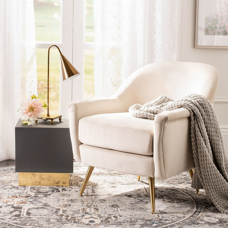 Velvet Armchair, Ivory Velvet