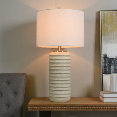 Mâle - lampe de table transitionnelle - Brie - abat-jour blanc cassé