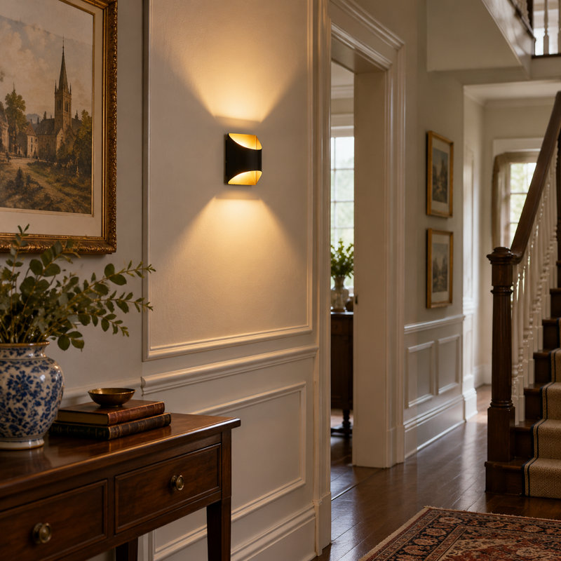 1-Light Gold Flush Mounted Sconce