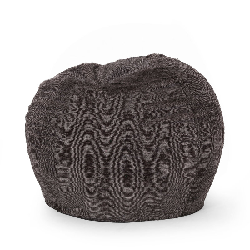 Fauteuil à billes arrondi en fausse fourrure 3 pieds Vida, Fausse fourrure brune
