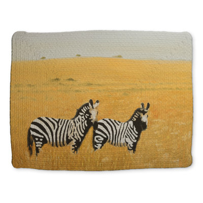 African Wildlife Zebra Placemat | Yellow Braided Home Decor