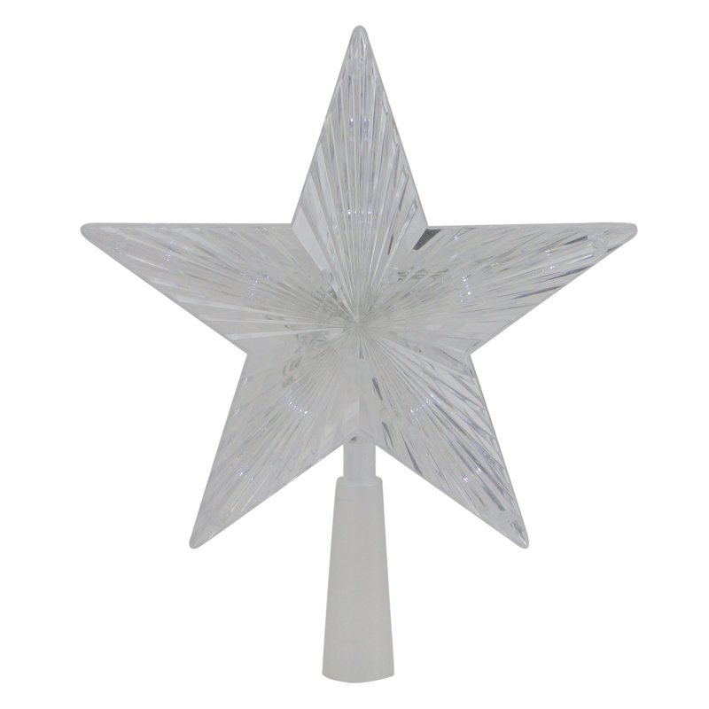 Décoration pour sommet de sapin en forme d'étoile de cristal 8 po - lumières DEL multicolores, Blanc
