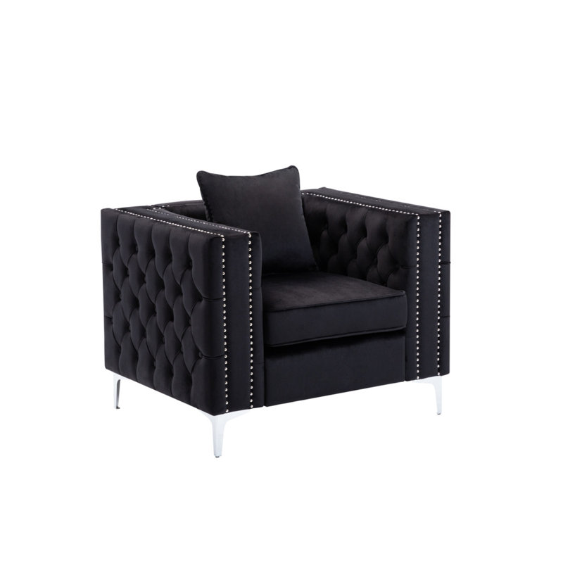 Chaise en velours noir Rheba