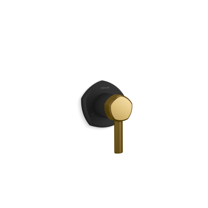Occasion Transfer Valve Trim with Lever Handle, Matte Black/ Brass
