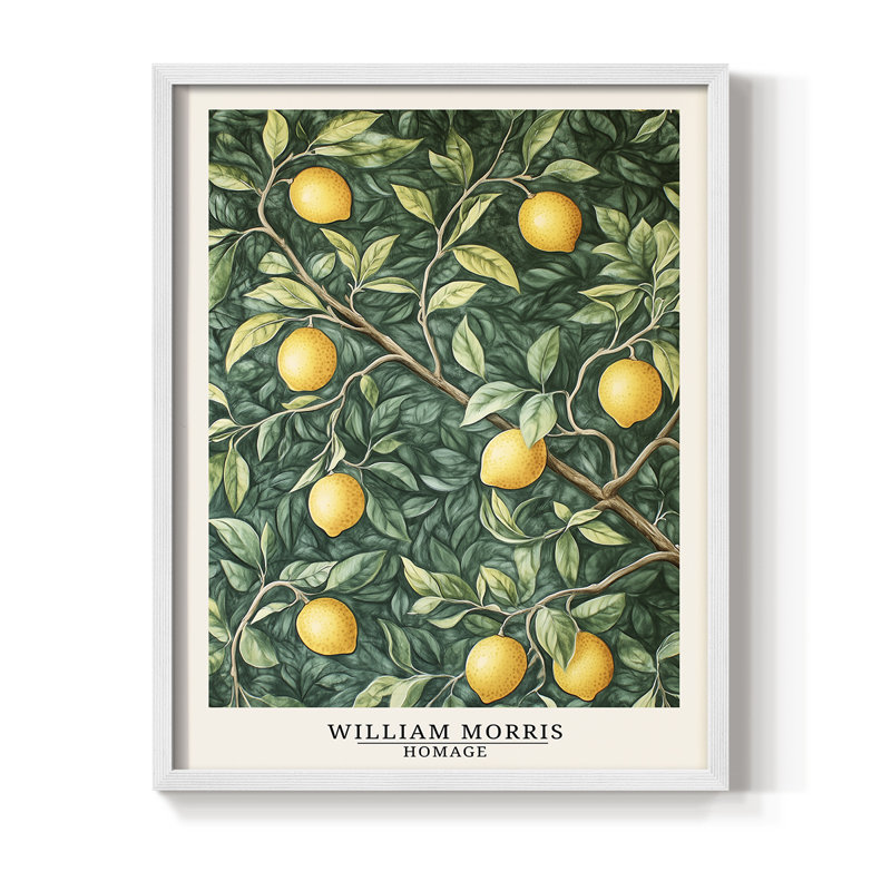 WM MORRIS Series DCLVII Framed Print - Solid Wood, 15" H x 12" W, White