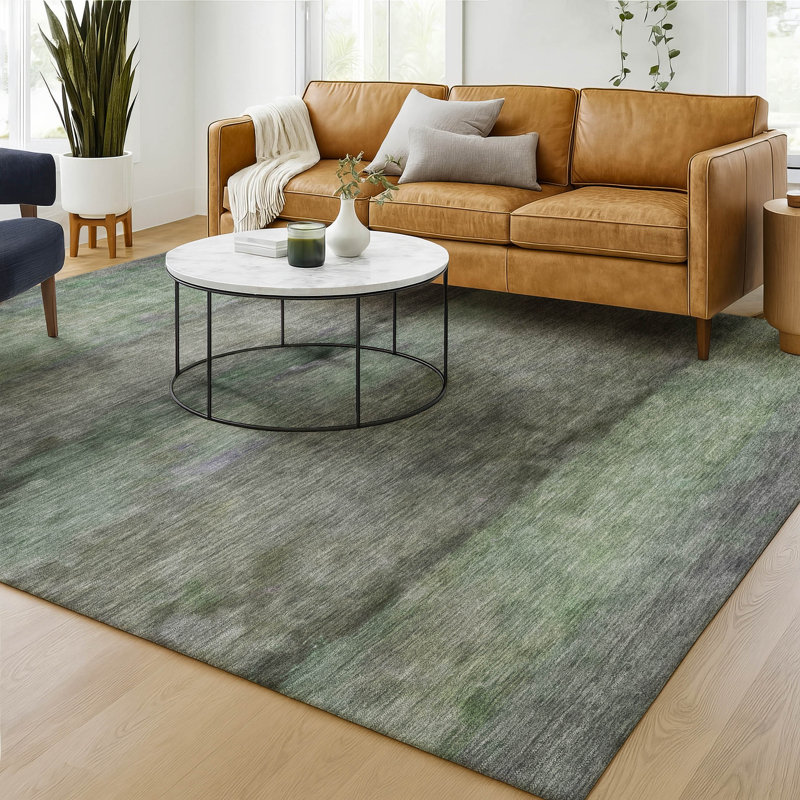 Premium Machine Washable Mayfield AMF2311 Stripes Rug, Aloe, 5' x 7'6"