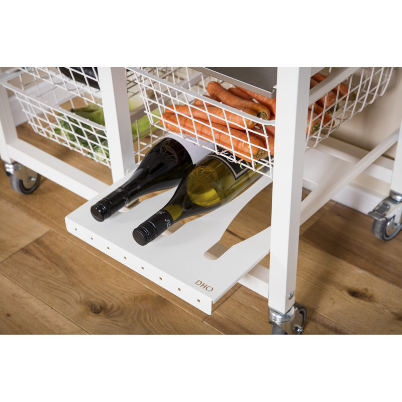 Bennington 71cm W Steel Kitchen Island and with Locking Wheels, White