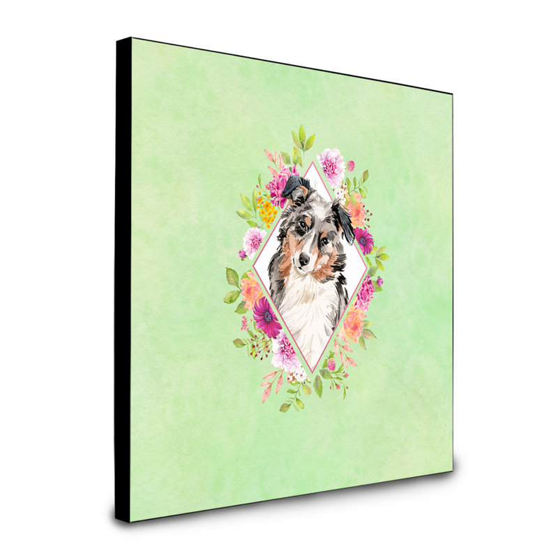 Dollman Flowers Artwork Wall Panel, Green, Australian Shepherd