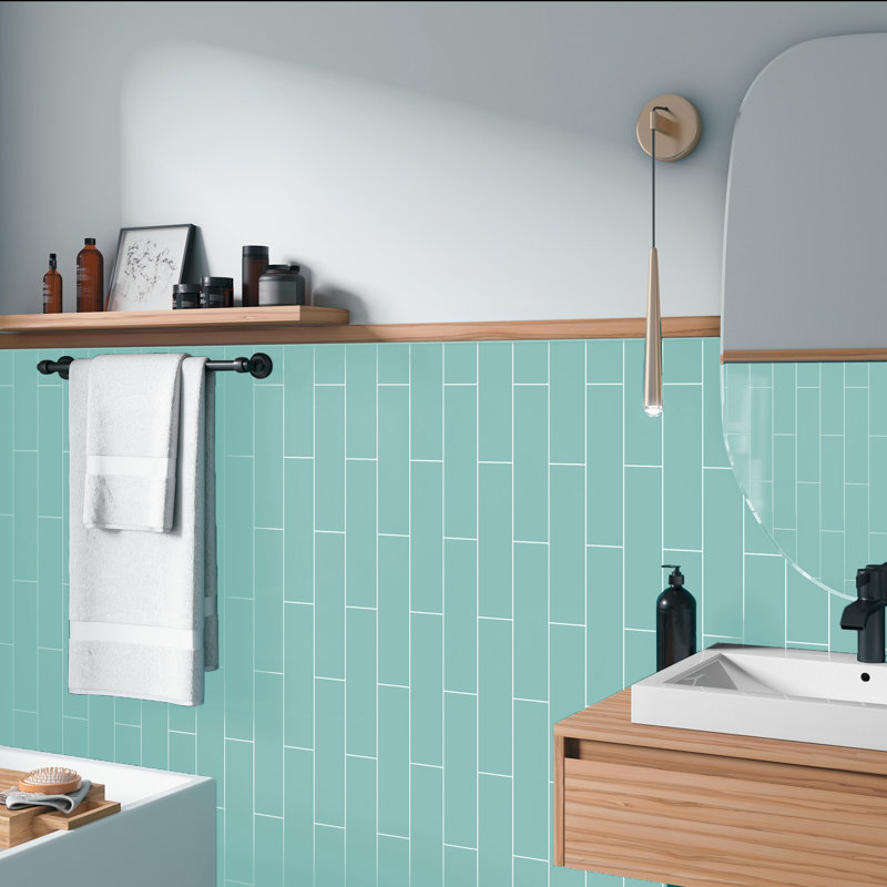 Urban Domain Satin 3" x 12" Ceramic Subway Tile, Turquoise