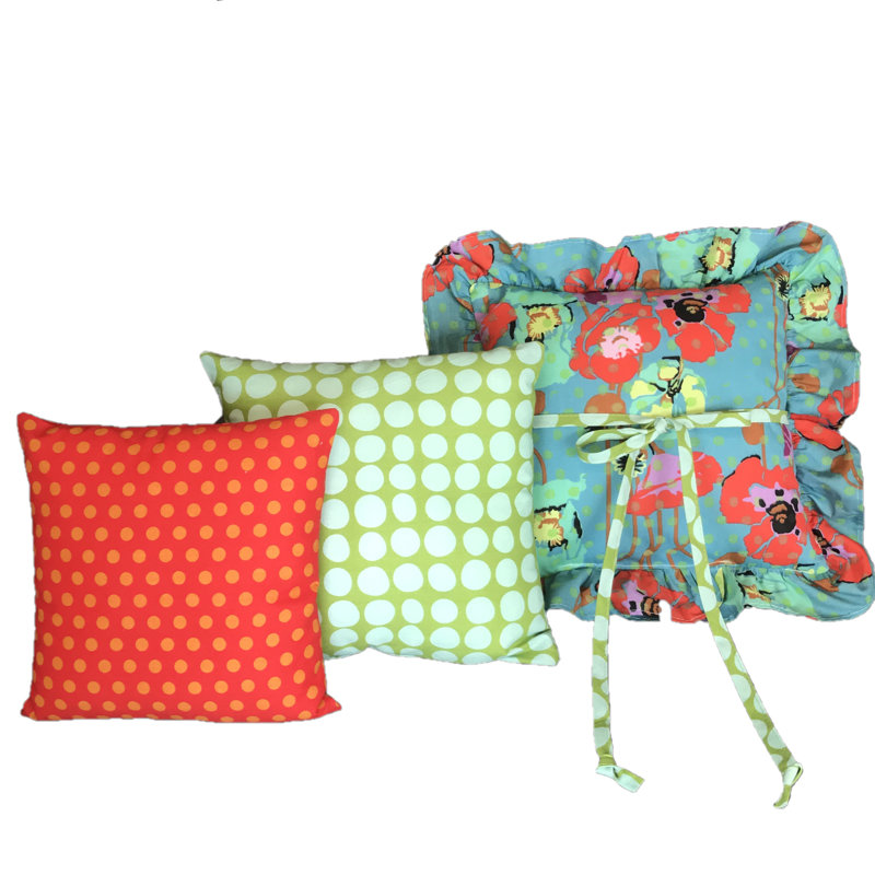 Lagoon Ruffled Cotton Reversible Throw Pillow