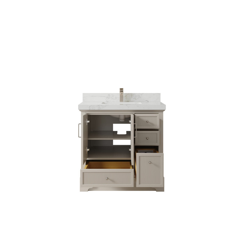 Meuble-lavabo simple 36 po avec plateau en quartz Alys