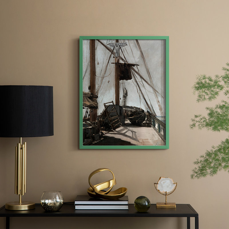 Impression encadrée rétro vintage nautique XXXIX - bois massif, H 11 po x l 9 po, Vert