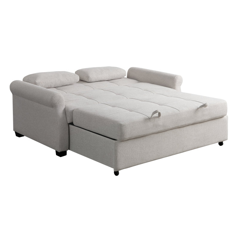 Serta Sabrina 73" Queen Rolled Arm Tufted Back Convertible Sleeper Sofa with Cushions