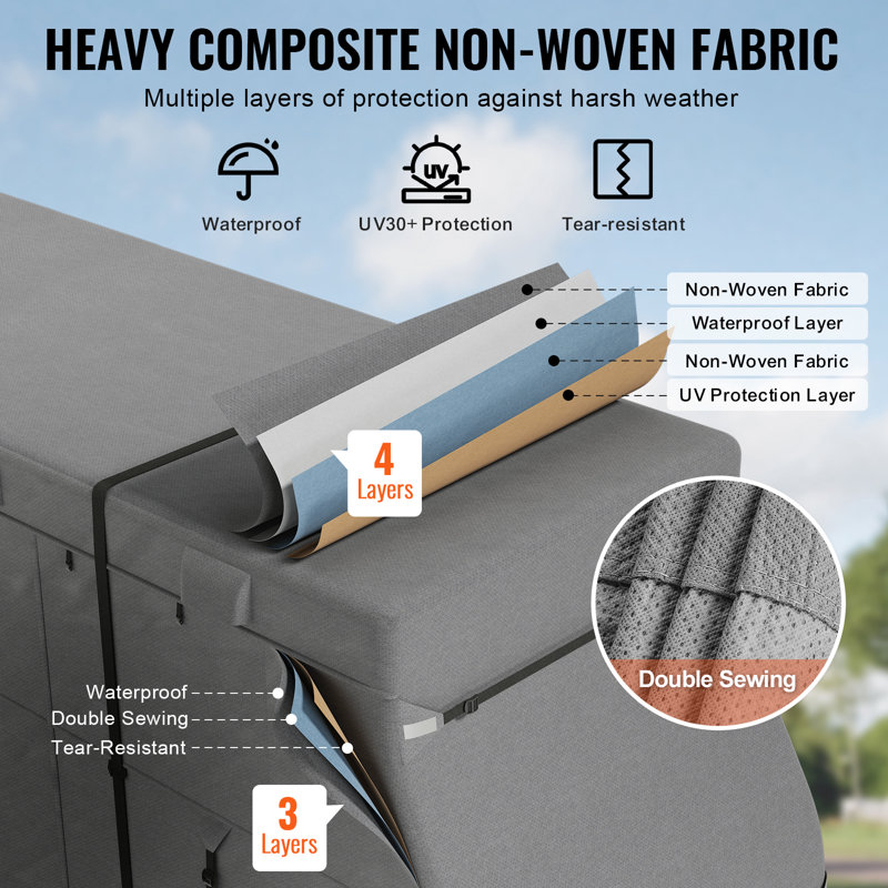 Gray Non-Woven Fabric 40-43 ft RV Motorhome Cover