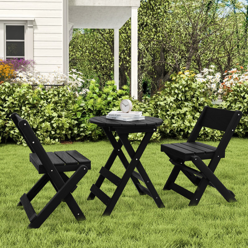 2-Person HDPE Round Outdoor Folding Dining Set