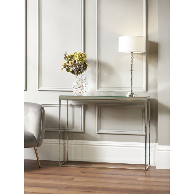 Siems 100 cm W Glass Top Console Table