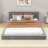 Wood Queen Upholstered Platform Bed with Headboard-2019949341