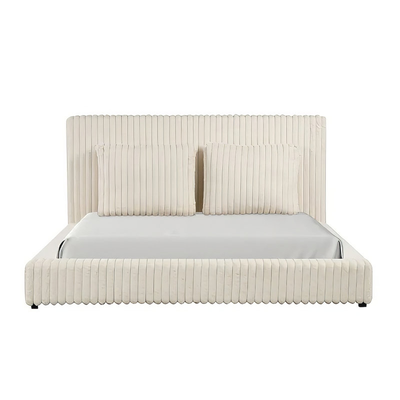 Lit plateforme Lauren, Beige, Très grand