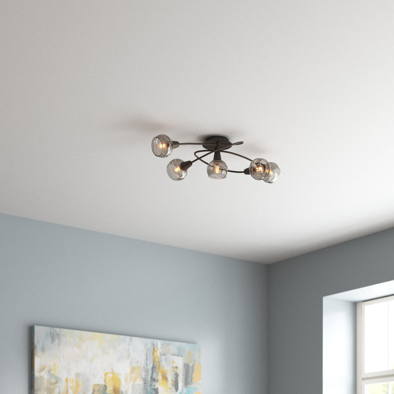 Abia Glass Semi Flush Mount, Bronze