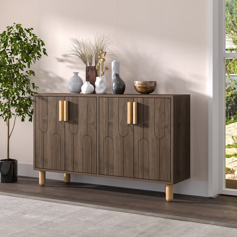 Modern Walnut Console Table, 47.2 x 29.0 x 11.6 inches | 100% Melamine Coated Particle Board, Thickness: 0.7 inches | Stylish Brown Finish, Geometric Design | Perfect for Entryway, Living Room & Hallway Decor