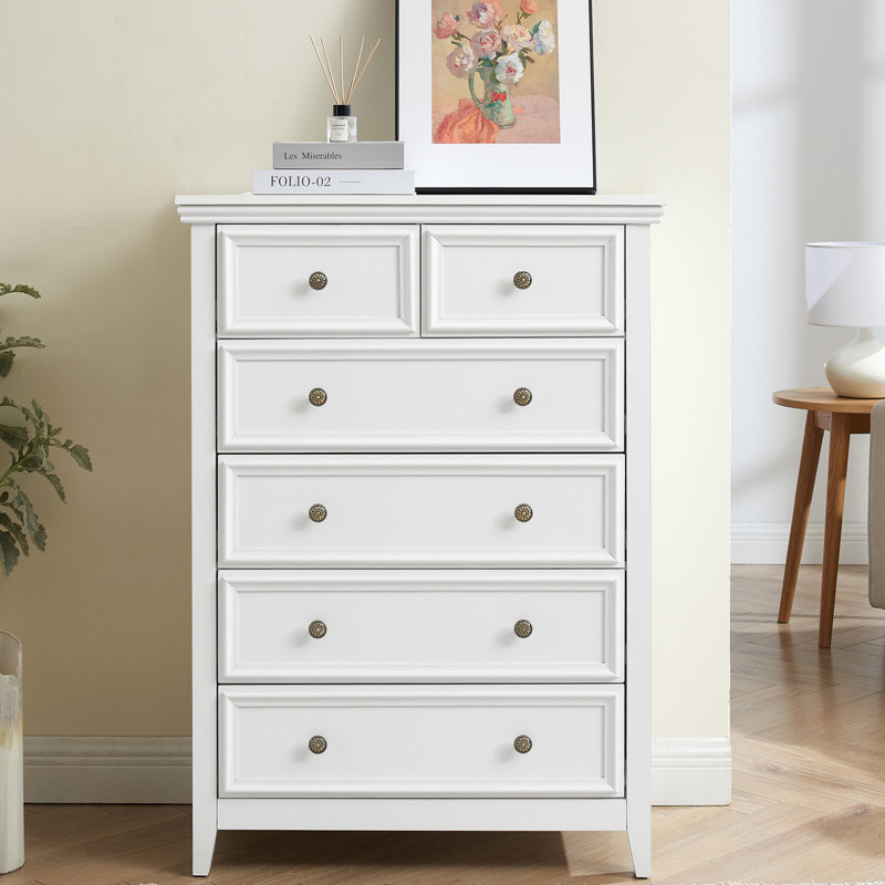 Commode 6 tiroirs Rajene, Blanc