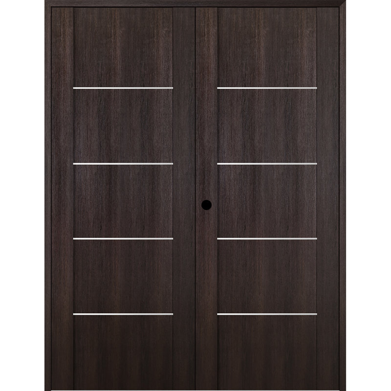 Porte double standard préfinie en bois manufacturé Avon 01 4H, Chêne Veralinga, 35,50 po x 79,37 po, À droite
