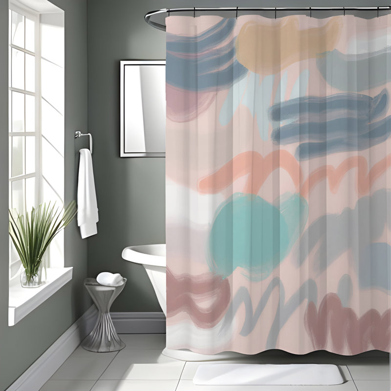 Annajane Abstract Shower Curtain, 93" H x 70" W